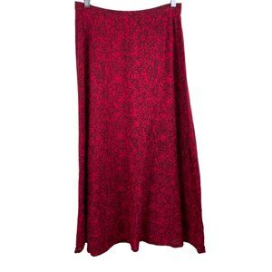 St Johns Bay Petite Womens SIze MP Red & Black Lined A-Line Midi Skirt